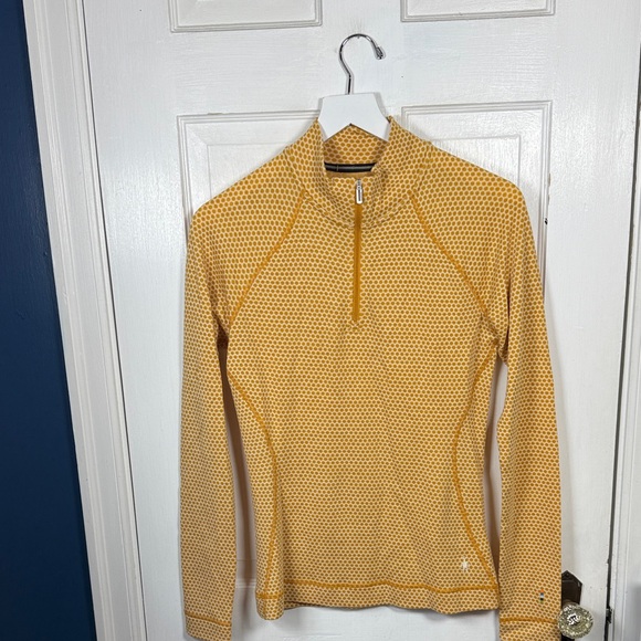 Smartwool Classic Thermal Zip Neck Base Layer Top In Honey Gold Dot W2215 Sz M - Picture 3 of 10